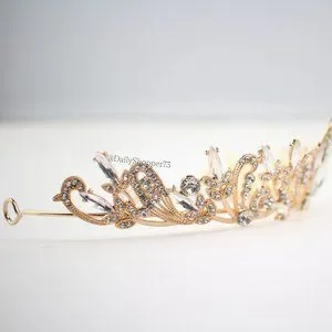 Accessories | Womens Glass Rhinestone Gold Toned Filigree  display picture 3